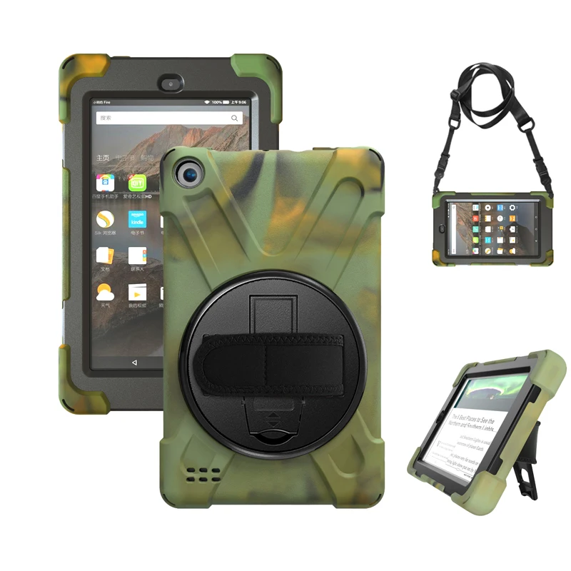 Для Amazon Kindle Fire 7 Чехол ударопрочный наплечный силиконовый чехол вращение ПК подставка ручной чехол для Amazon HD7