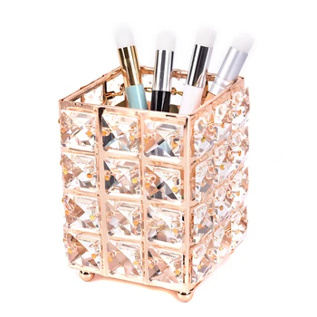 

Crystal Storage Box Eyelash Extension Tool Nail Brush Holder Storage Case Cosmetic Makeup Organizer Christmas Gift Gold/silver