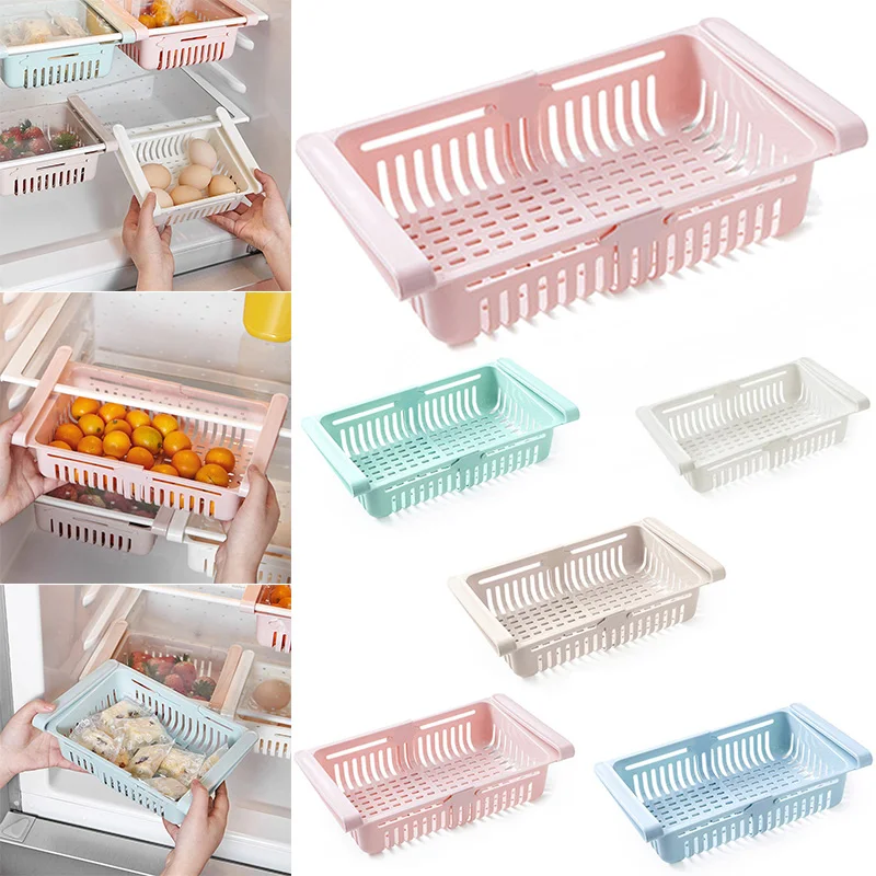 

Retractable Drawer Type Refrigerator Container Box Food Fruit Organizer Basket Fridge Storage Bins DC156