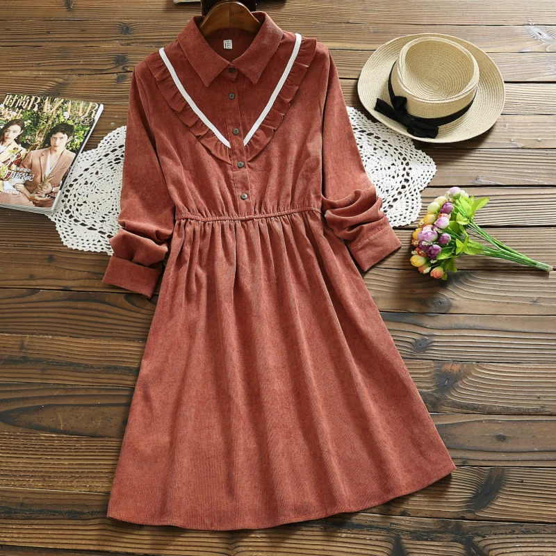 Женское вельветовое платье 2019 Осень Зима модное винтажное элегантное