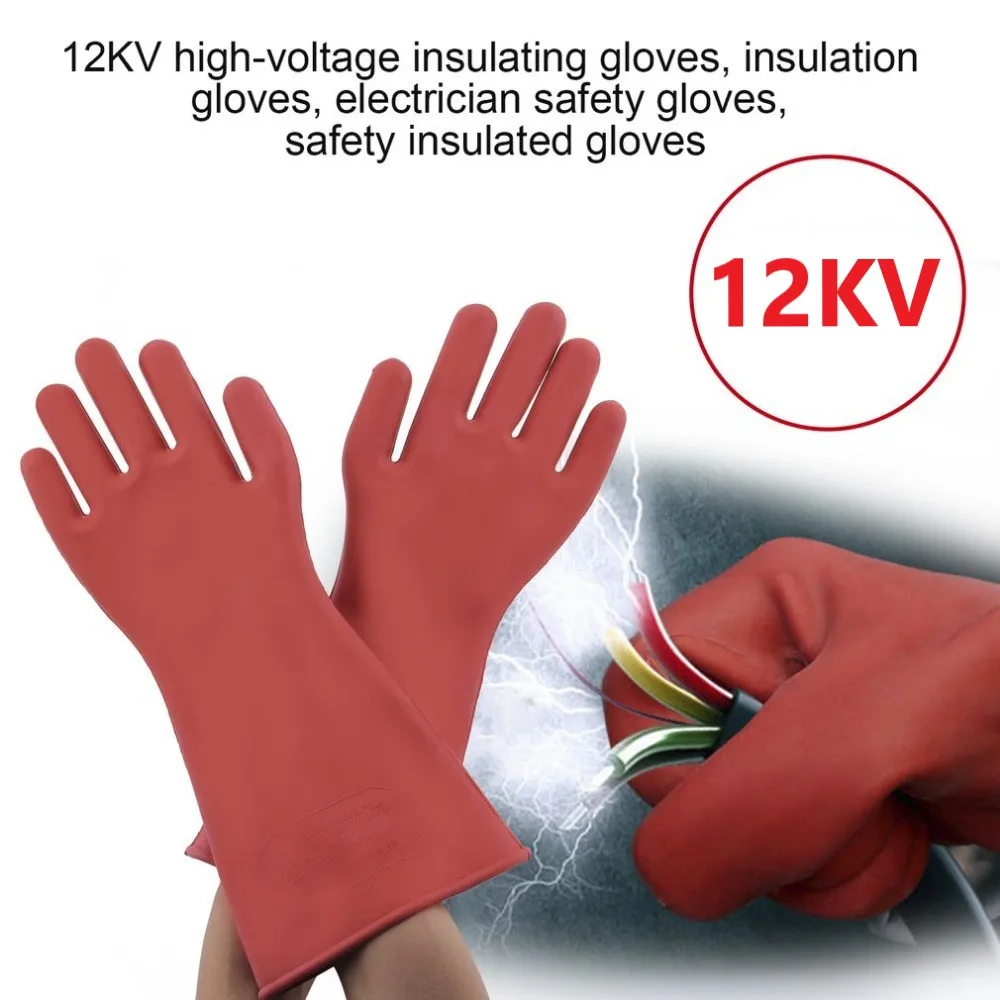 

Professional 12 KV High Voltage Electrical Insulating Gloves 1 Pair Of Rubber Electrician 100% Safety Gloves 40cm Hot Sellings