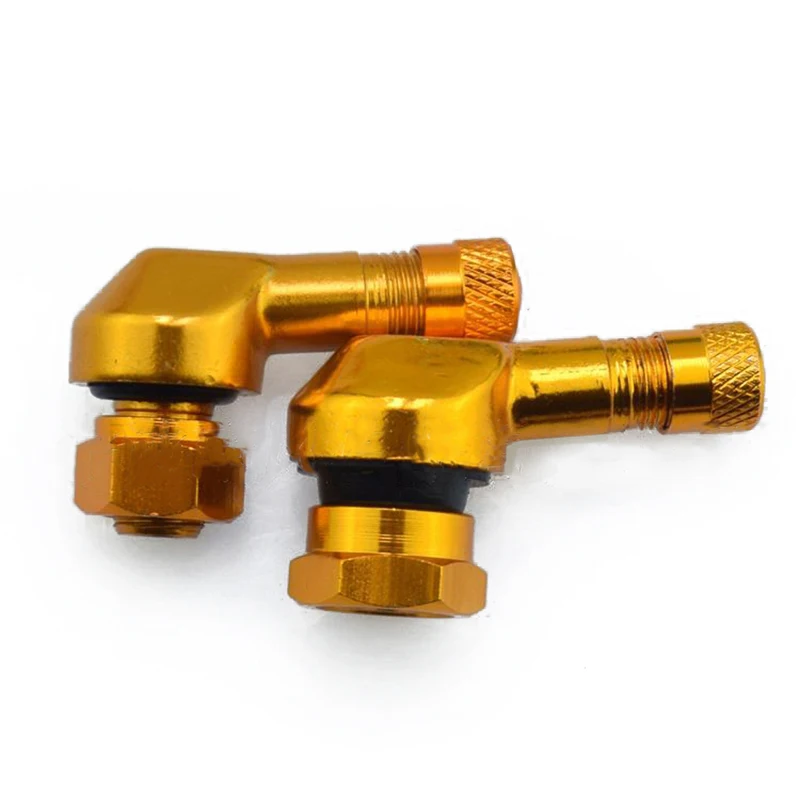 Mayitr 2pcs CNC Motorcycle 90 Degree Wheel Tire Tubeless Valve Stem Cap Aluminum Alloy Rubber Gold Red Silver Green