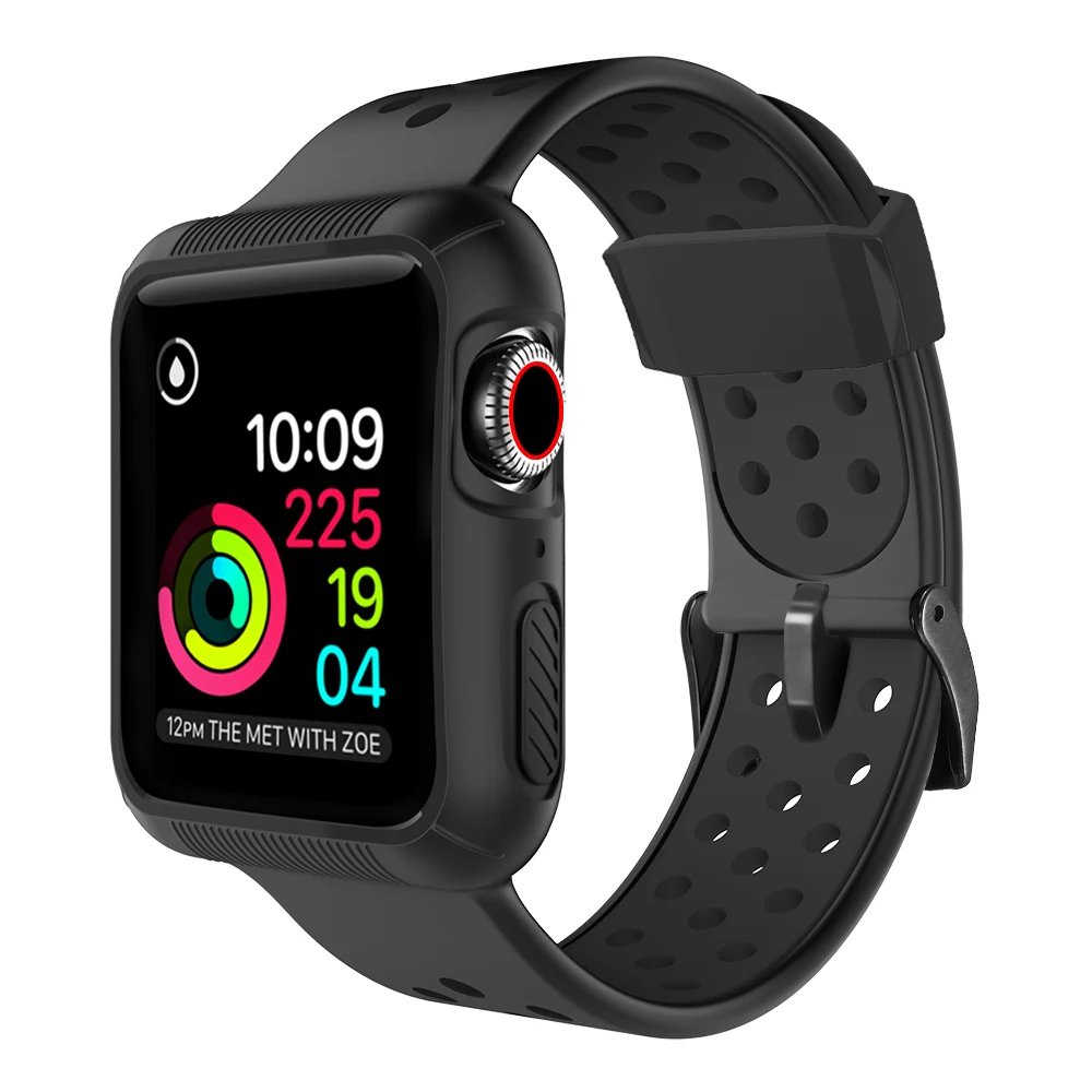 Силиконовый ремешок + чехол для часов Oneness Apple watch band 44 мм 40 iWatch 5 4 3 2 1 42 38 дышащий