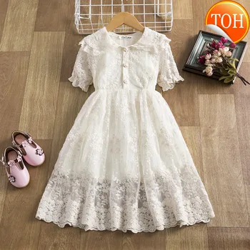 

Elegant Lace Girl Dress Christmas Baby Kids Summer Dresses For Girls Birthday Party Dress Children's Short Sleeve Clothing 3-8T