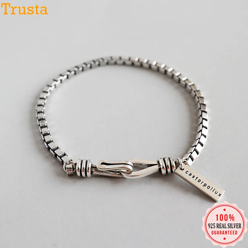

Trustdavis 100% 925 Sterling Silver Restoring Ancient Ways Square Lattice Bracelet For Women Girls Sterling Silver Jewelry DA446