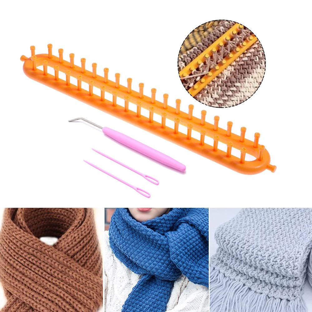 Kit de tejido de plástico con mango largo para niños y adultos, para hacer bufandas, herramientas de costura, DIY|Tejido DIY| - AliExpress