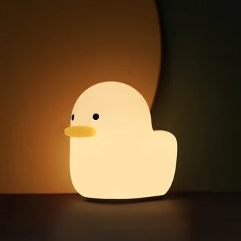 

Cute Duck LED Night Light Decoration For Children Baby Kids Bedside Lamp Silicone Touch Sensor Tap Control Sleeping Lamp