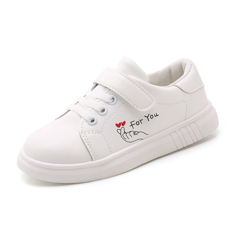 Kids Sport Shoes Spring Fashion Girls Sneakers Princess Flat Children Girls Infant Student Running Shoes White STQ003