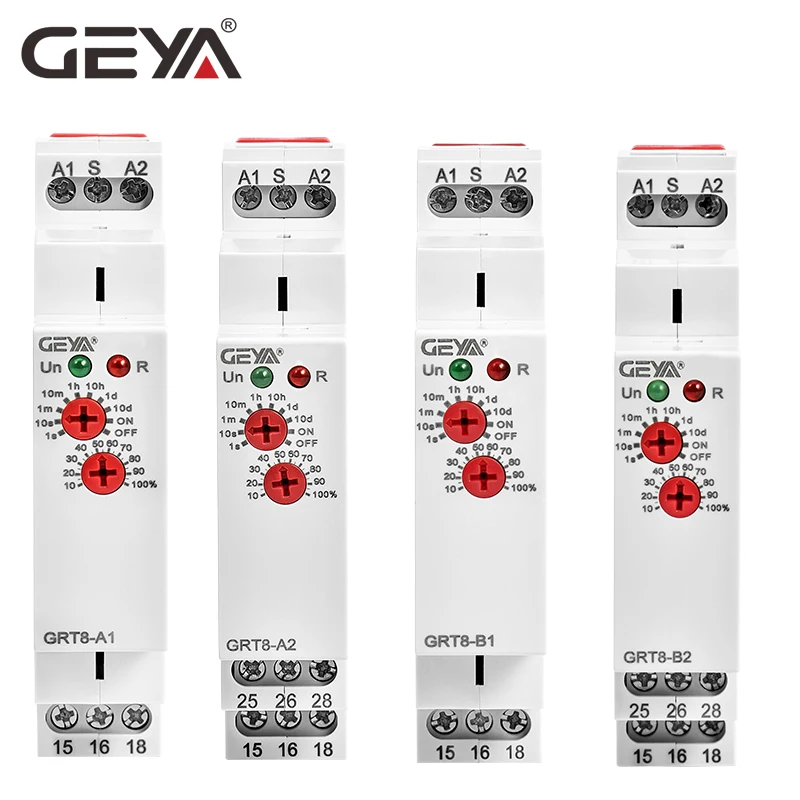 

GEYA Delay on Delay off Timer Relay Electronic Type 16A AC230V OR AC/DC12-240V with CE CB ROHS Certificate GRT8-A/B/At/Bt