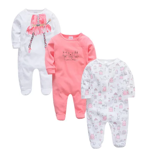 Kavkas 3 pcs/lot Baby Girls Boys Clothes Dinosaur Printing Summer Cotton Jumpsuit Newborn Rompers 0-3 m Long Sleeve Clothing - Цвет: PY10873741