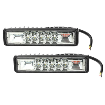 

2 Pcs 6 Inch 16 LED Red/Blue/White Police Strobe Flash Light Dash Emergency Flashing