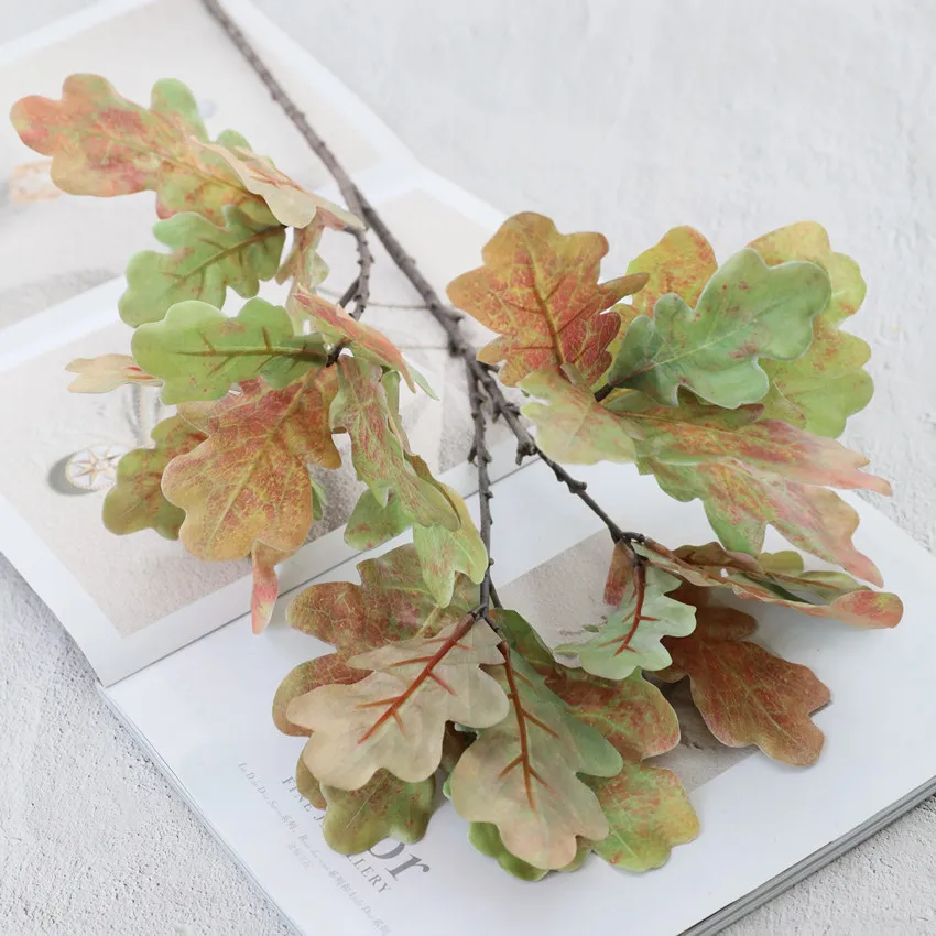 

Artificial Christmas Maple Leaf Branch 3D Printing Silk Oak Leaf Home Shop Decor