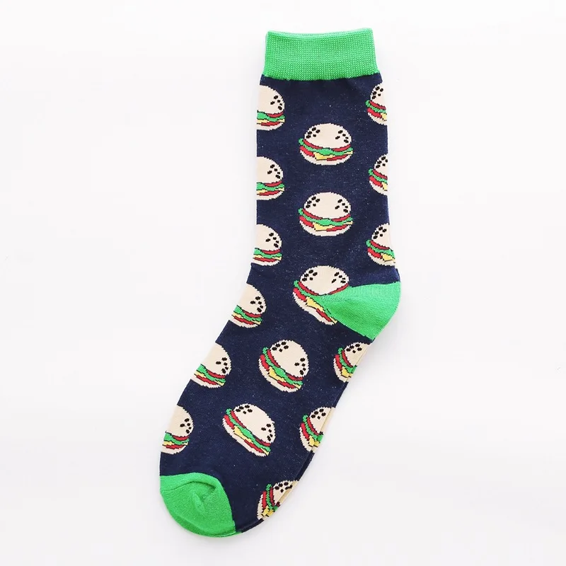 Fashion personality funny long socks ladies casual warm long cotton happy pop hip hop style street tide avocado egg couple socks - Color: Navy Blue