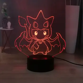 

2019 Novelty Cartoon Pikachu LED Sleep Night Lamp Charmander Charizard Multicolor USB Table Lamp Cute Little Devil Kids Toys Toy