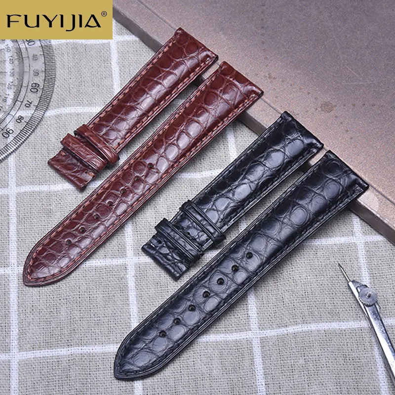 FUYIJIA New Crocodile Skin Band Custom Brand Watches Substitute Watchbands 18MM 19MM 20MM 21MM 22MM Strap Alligator Leather Belt | Наручные