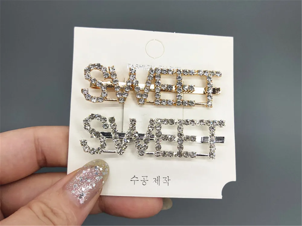 2PCS Shining SWEET LOVE SEXY Letter Hairpins Diamond Barrette Hair Clips For Girls Styling Tool Hairgrip Women Hair Accessories (12)