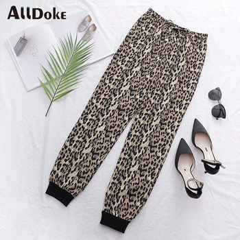 

ALLDOKE summer casual leopard pants women drawstring high waist trousers sweatpants streetwear ladies harem pants femme
