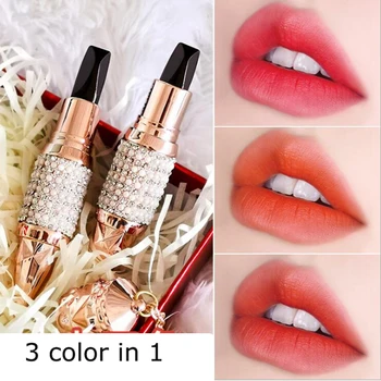 

Queen's scepter lipstick 3 in 1 three color lipstick long lasting lip stick moisturizing waterproof diamond matte lip stick
