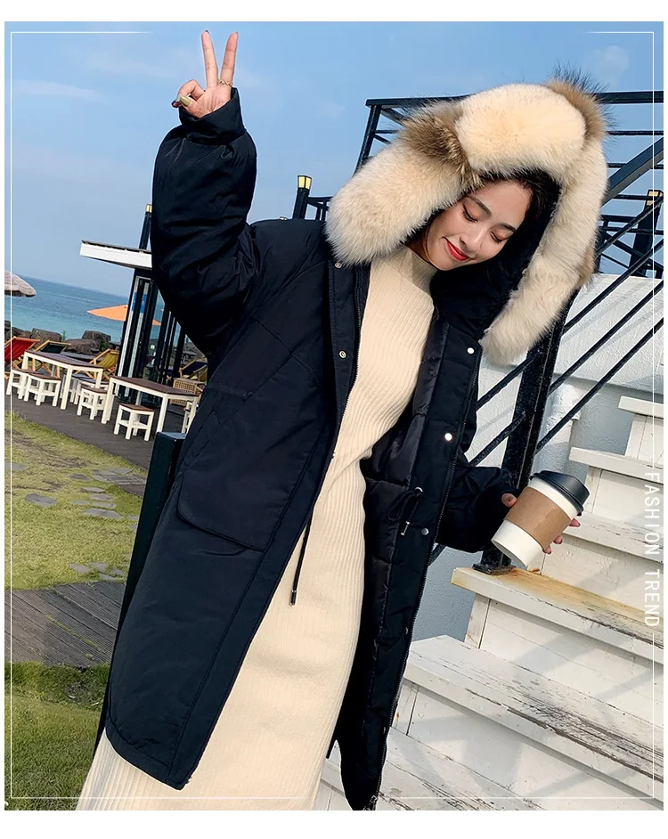 Abrigos mujer invierno корейская версия большого мехового воротника свободное студенческое хлопковое пальто модная куртка зимняя куртка женская - Цвет: black
