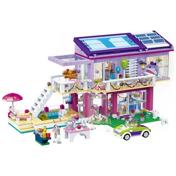 

Party house GUDI City friends for girl Series VillaIce cream cart model Building Block Classic creative Toys For childern Gifts