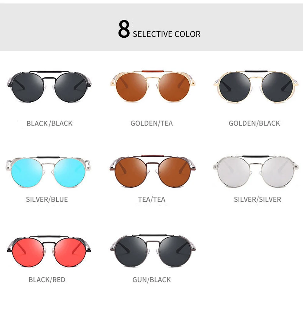 MUSELIFE Retro Round Metal Sunglasses Steampunk Men Women Brand Designer Glasses Oculos De Sol Shades UV Protection