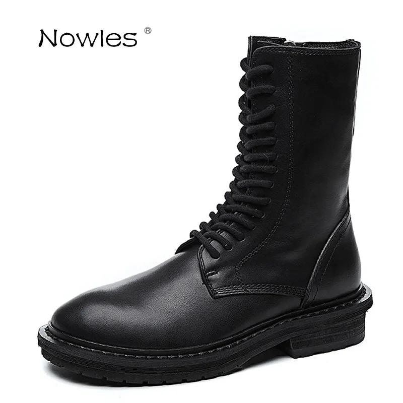 

ANN Black Boots Motorcycle boots Women Shoes Fashion Boots size 35-40 Cow Leather Ladies Shoes Women's Boots