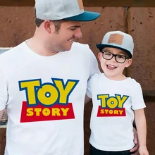 Toy Story T-shirt Dad And Son Family Clothing Sets Disney Baby Tops Short Sleeve White Kids Shirt Children Clothes 3 To 12 Year