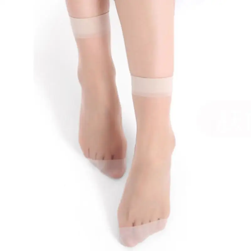 Light khaki 10 пар прозрачных шелковых носков с кристаллами, женские летние носки, сексуальные тонкие эластичные женские носки, короткие черные носки по щиколотку - Цвет: Light khaki