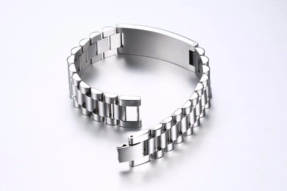 Mens bracelets Free Engraving Stainless Steel Designer Made Scratch Resistant Id Bracelet Edelstahl Armband Men Jewelry silver 112