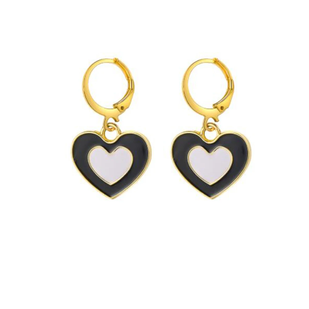 Multicolor Enamel Heart Drop Earrings For Women Gold Color Geometric Jewelry Round Moon Earring Female Party Gift | Украшения и