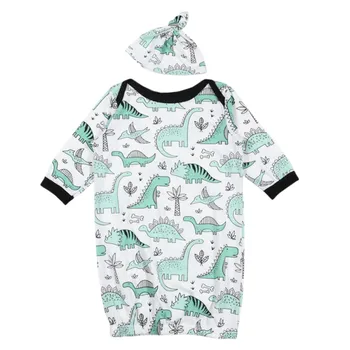 

Baby Cotton Sleepcoat Bag Dinosaur Print Sleeping Bags 2 Piece Long Sleeve Hat Sleeping Bags