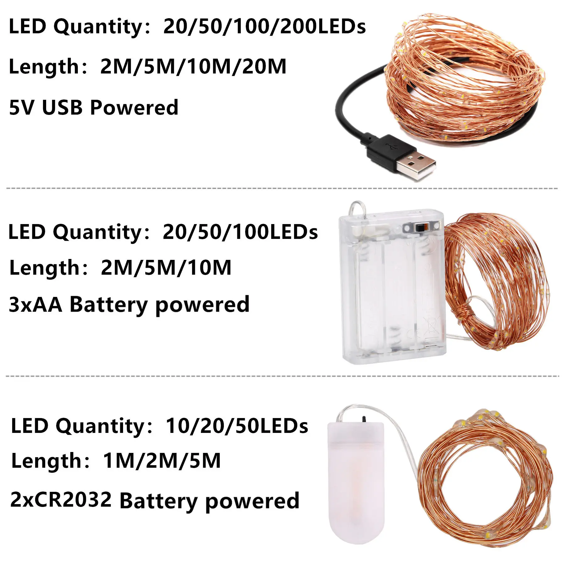 Сказочный светодиодный светильник s 10LED/M 10M 5M 2M 3XAA на батарейках праздничный для