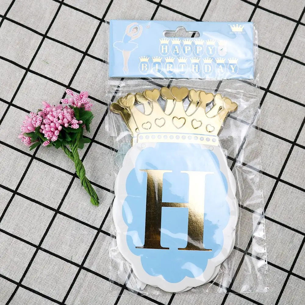 Blue pineapple Корона ананас овсянка для ребенка первый день рождения девочки Дети вечерние розовый синий балетный бумажный баннер с днем рождения украшения - Цвет: Blue pineapple