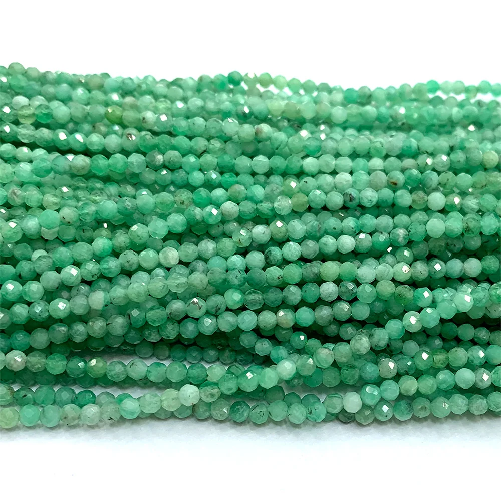 Veemake Natural Emerald Faceted Round Rondelle Edge Cube Coin Disc Beads For Jewelry Making DIY Necklace Bracelets Earrings 3
