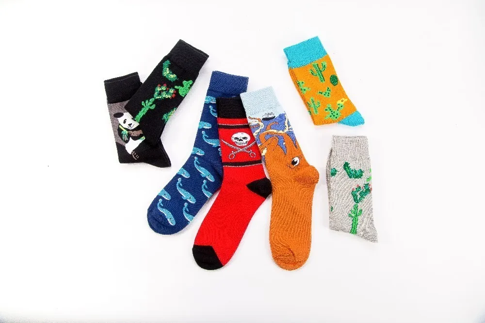 Новинка, оригинальные мужские носки, хлопковые цветные носки, носки с рисунком животных, кальмаров, кактусов, Harajuku, мужские носки, подарок