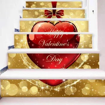 

Wall Stickers 3D Home 6PCS/Set Removable Accessories Self-adhesive Valentines Decoration Pattern PVC Stickers Stair Day. 1