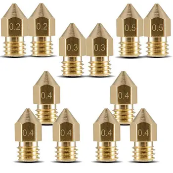 

12pcs M6 3D Printer (2 x 0.2mm/2 x 0.3mm/6 x 0.4mm/2 x 0.5mm) Extruder Brass Nozzle Print Head for MK8 Makerbot