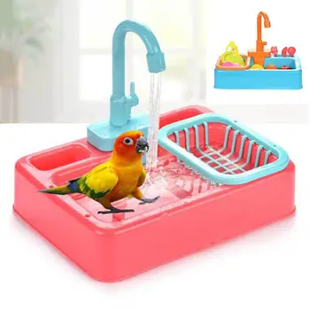 

Parrot Automatic Bathtub with Faucet Shower Bathing Tub Cage Clean Feeder Tool toys for bird