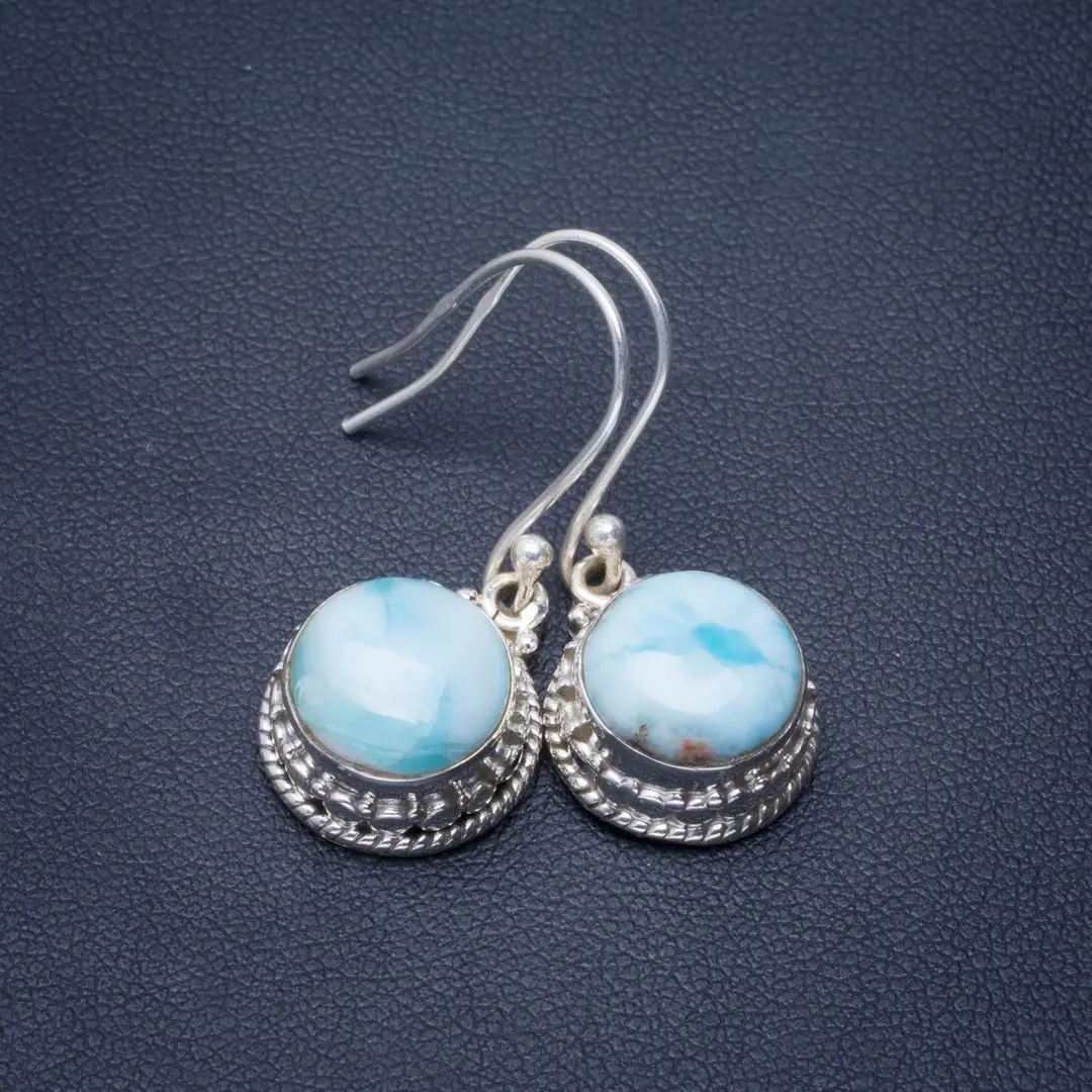 Натуральный Caribbean Larimar ручной работы уникальные серьги из серебра 925 пробы 1 25