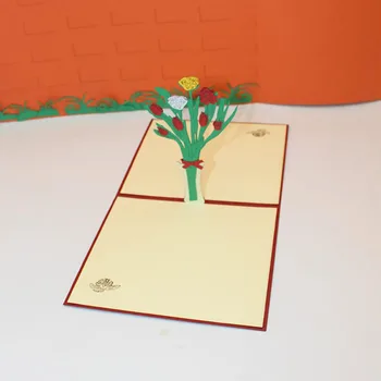 

tulip Flowers Gift 1PC Romantic Hot New Birthday Invitations Creative Wedding Greeting Cards with envolope Anniversary Valentine