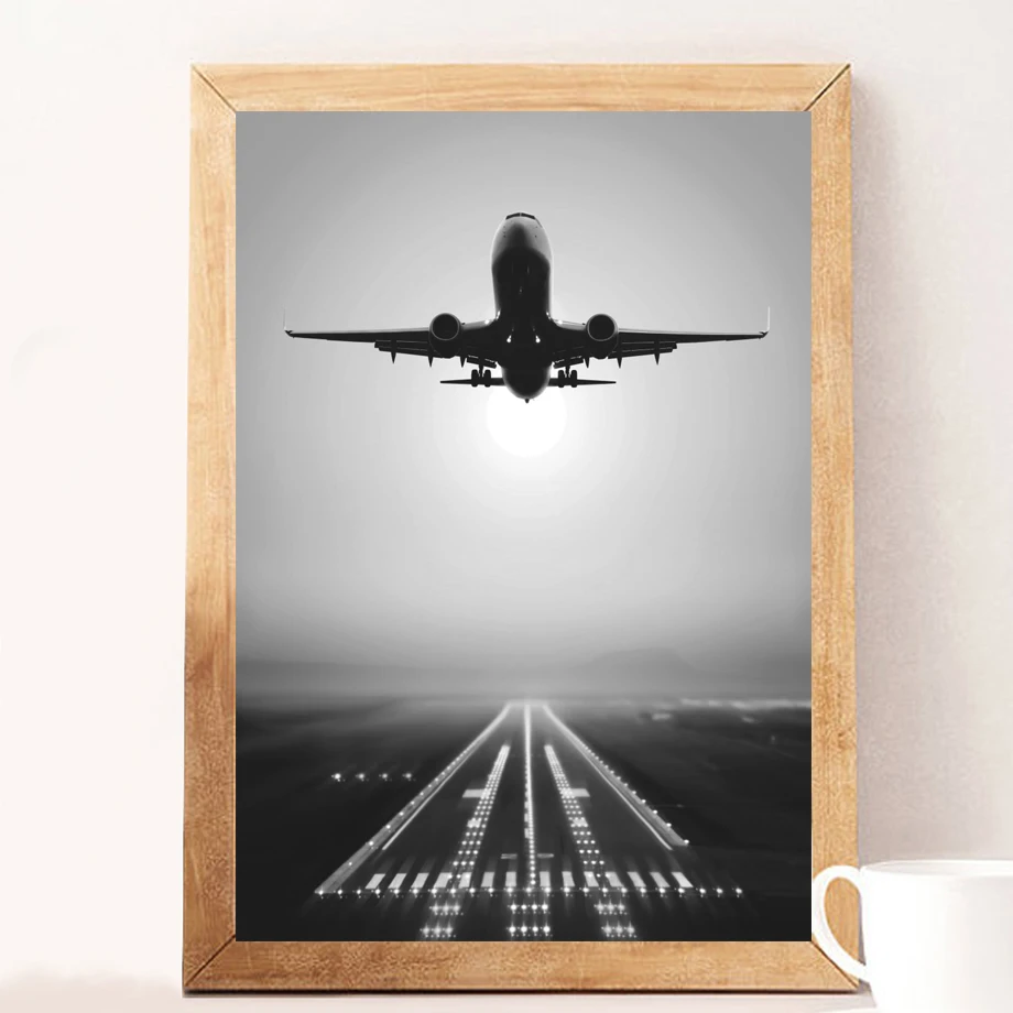 Canvas-Nordic-Pictures-Home-Decoration-Plane-Take-Off-Paintings-Wall-Art-HD-Prints-Creative-Hotel-Poster