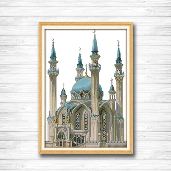

The blue castle Europe beautiful building dmc 14CT 11CT counted cross stitch Needlework Set Embroidery kits chinese cross stitch