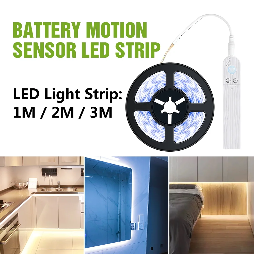 

Waterproof LED Strip 2835 Battery Light Sensing 5V Led Strip Light Cabinet Stairs 1M 2M 3M Smart Turn ON/OFF PIR Motion Sensor