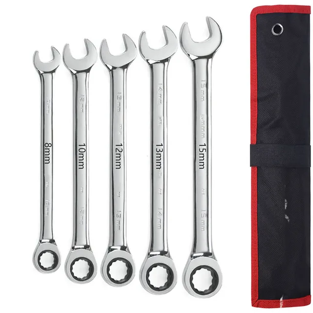 Ratchet Metric Wrenches Torque Universal Spanners for Car Repair Hand Tools 8-10-12-13-15