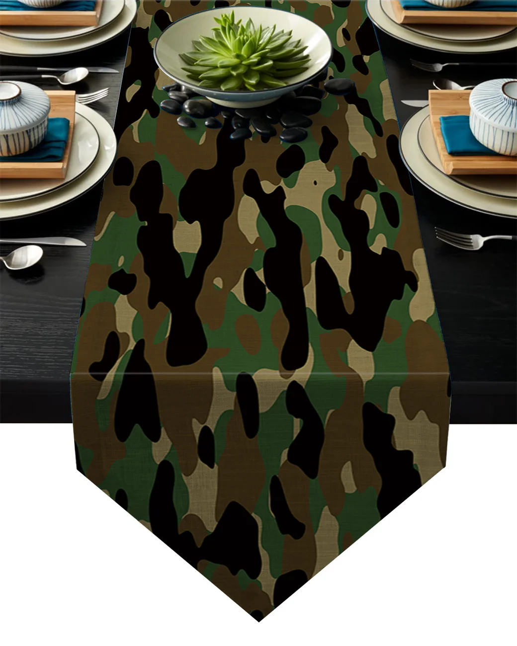 Camouflage Table Runners Home Decorations for Family Dinner Outdoor Indoor Parties Thanksgiving Christmas Gathering