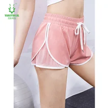 Женские летние шорты для фитнеса, новинка, дышащие и быстросохнущие Свободные повседневные спортивные штаны из двух частей с завязками для йоги