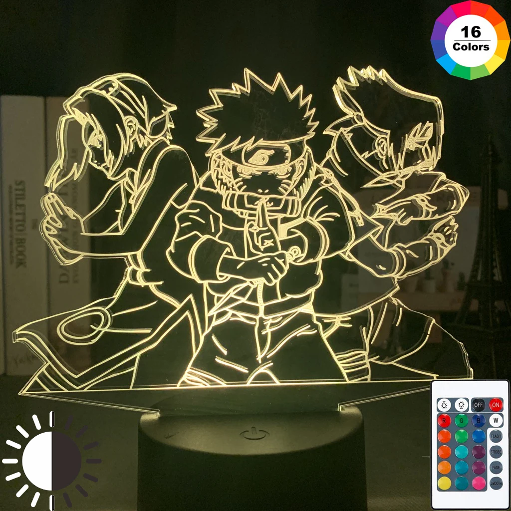 

3d Night Light Naruto Team 7 Uzumaki Naruto Sasuke Sakura Figure Home Decoration LED Night Lamp Anime Gift for Kids Child Boys