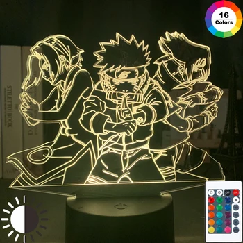 

3d Night Light Naruto Team 7 Uzumaki Naruto Sasuke Sakura Figure Home Decoration LED Night Lamp Anime Gift for Kids Child Boys