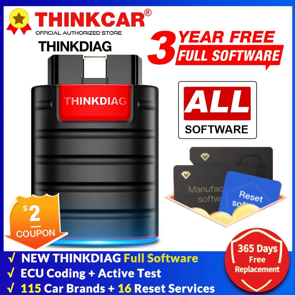 

THINKCAR Thinkdiag New obd2 scanner diagnostic tools Full System 16 reset 3 Years free Car diagnostics tpms automotive PK Elm327