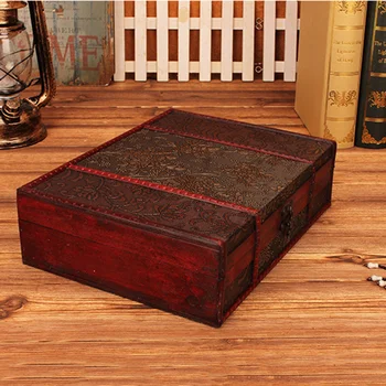 

1Pc Classic Wooden Books Storage Box Creative Vintage Desktop Organizer Storage Box for Books Snacks Sundries